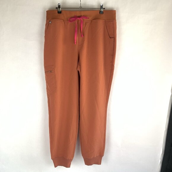 Figs NWT High Waisted Zamora Jogger Scrub Pants XL Terracotta New Pink Waistband - Picture 1 of 8